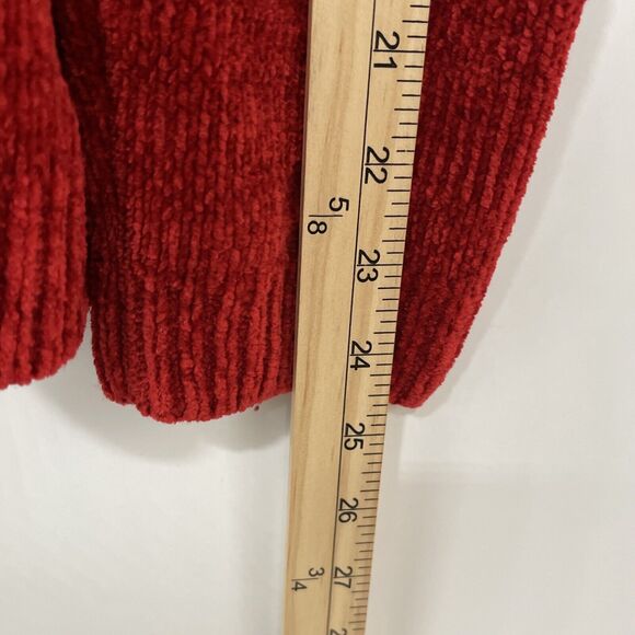 Alfred Dunner Patchwork Floral Knit Red Cozy Cardigan Sz L grandmillennial Style - Picture 5 of 8